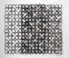 Black Structure with Beige Circles         Kozo paper, Zip ties, Thread, and Wire  48"x52"